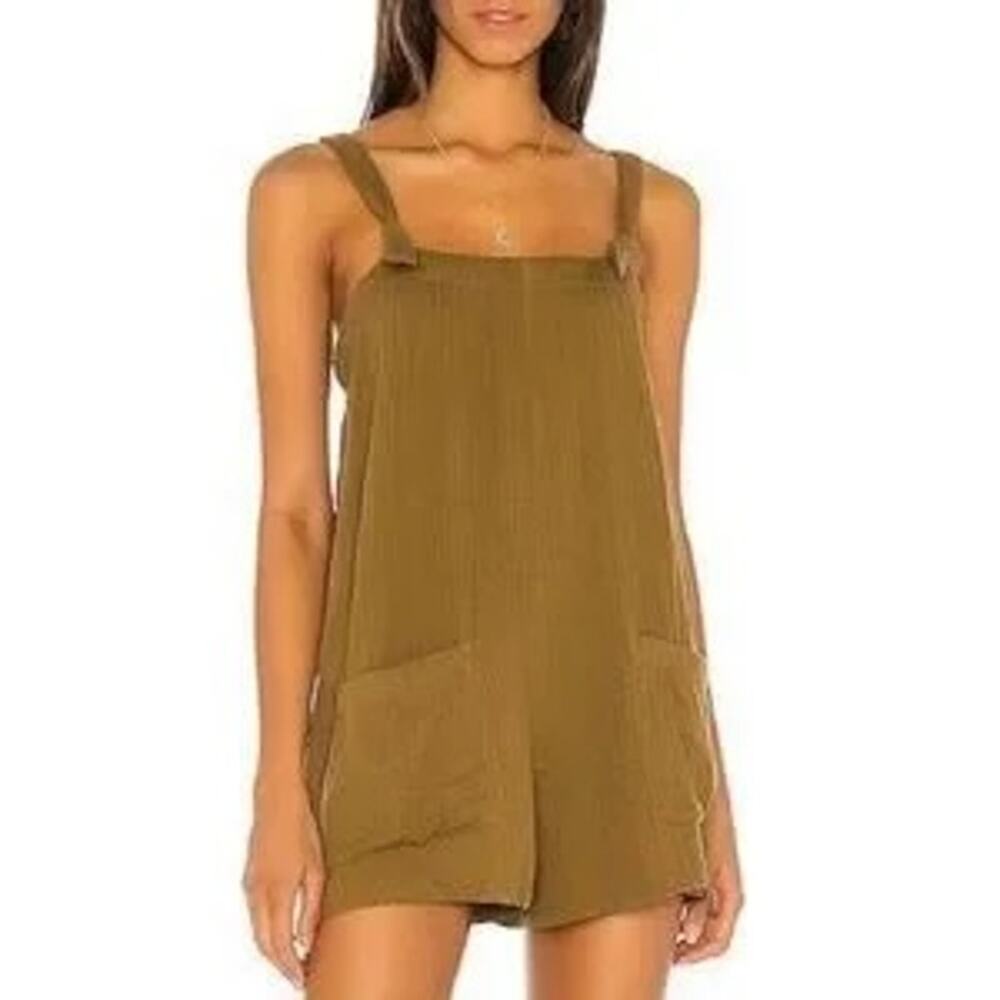 L Space Stephie Romper One Piece Gauzy Cotton Moss Green Medium